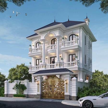 Mẫu biệt thự kiểu Pháp cổ mái Thái