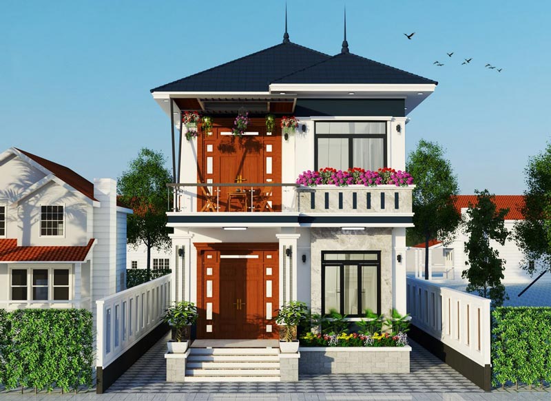 mẫu nhà phố 2 tầng 7x12