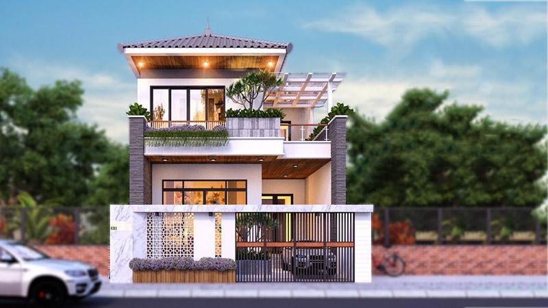 mẫu nhà phố 2 tầng 7x12