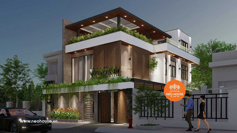 Thi công xây dựng nhà phố 2 tầng 1 tum hiện đại. Ảnh 1