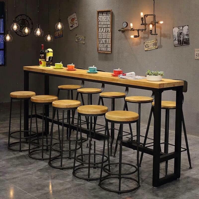 bàn ghế cafe sắt gỗ