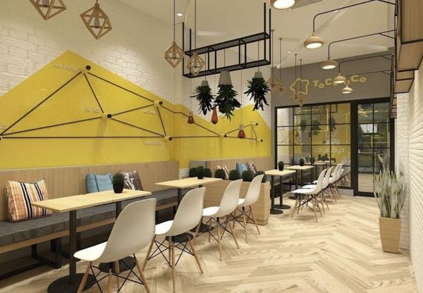 Bàn ghế eames cho quán trà sữa