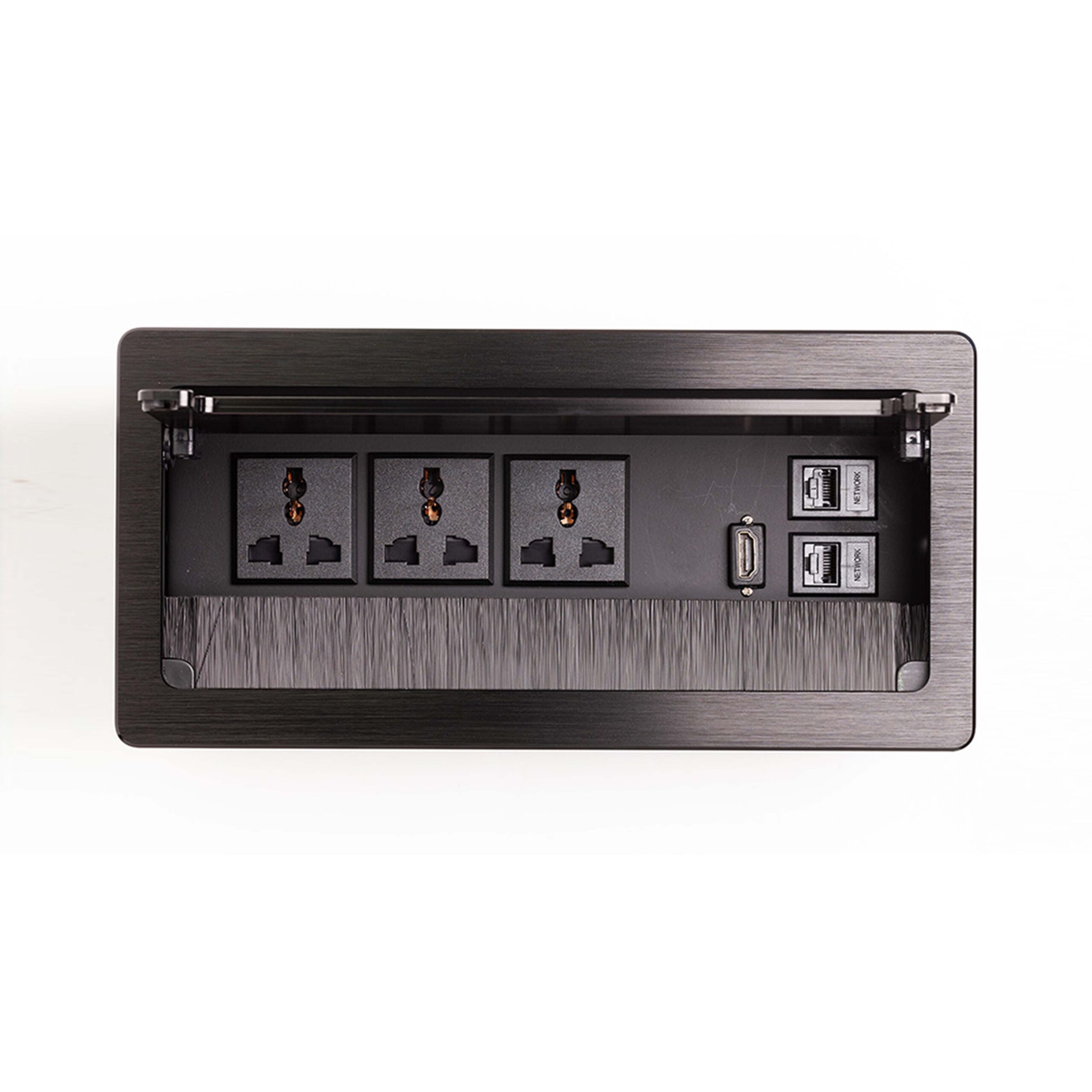 Hộp ổ cắm điện gắn mặt bàn, màu đen LG Tech LG-L0211B