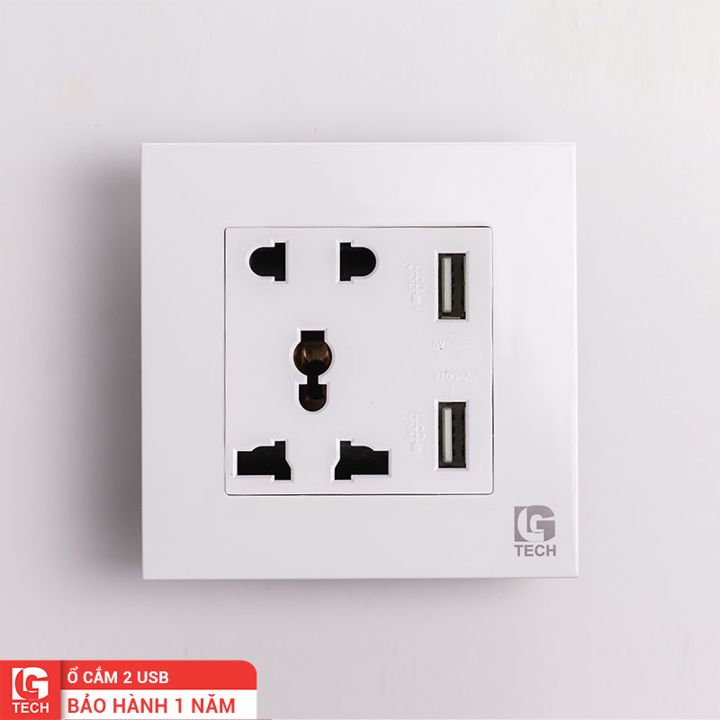 Ổ cắm điện âm tường có 2 cổng USB LG Tech LG-F21-047