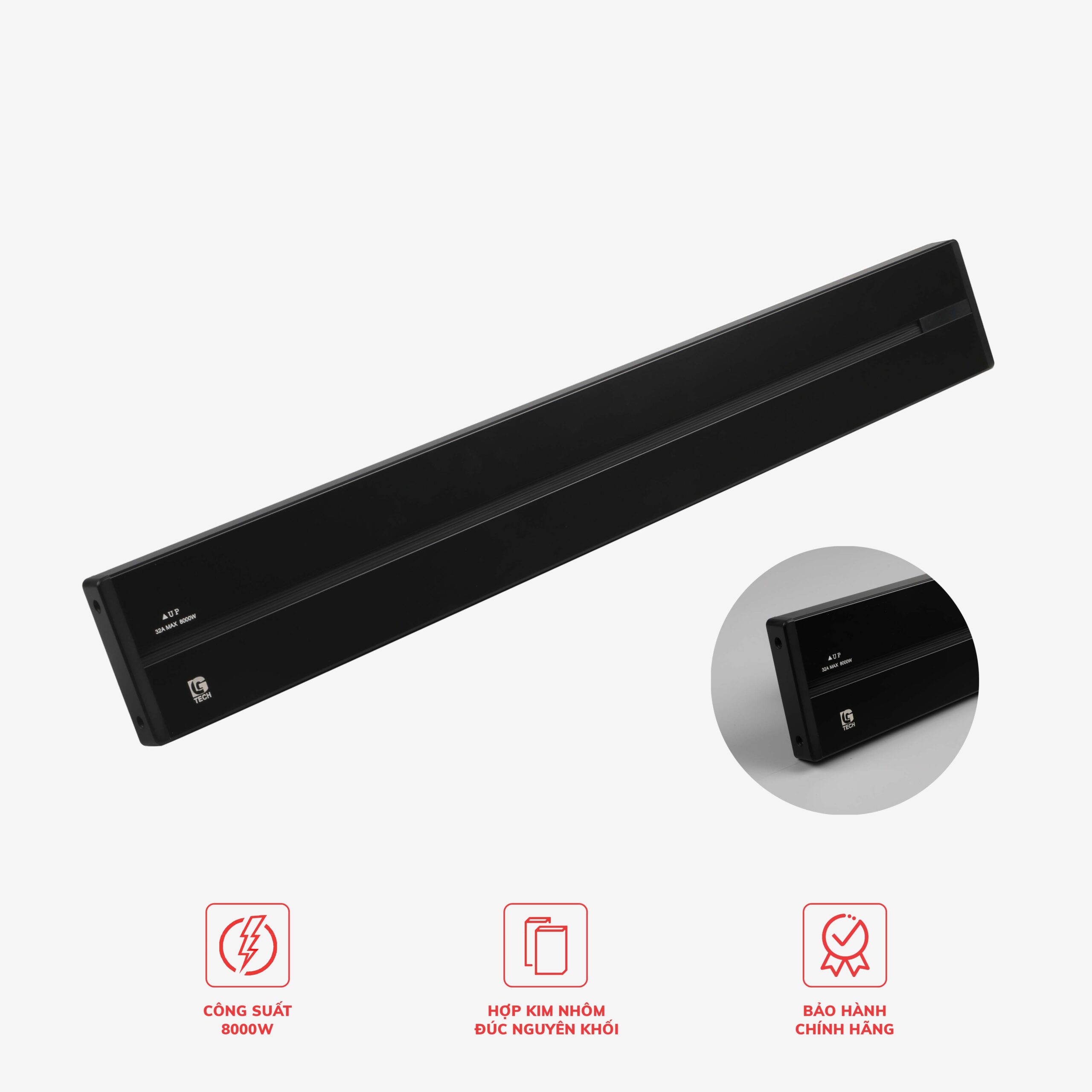Ổ cắm thanh ray nổi màu đen 32A 8000W LG Tech - Thế hệ hai