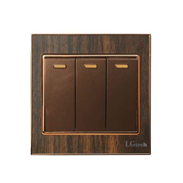 Công tắc điện đẹp mặt kim loại 3 nút chuẩn vuông | LG-SS3S-01BA