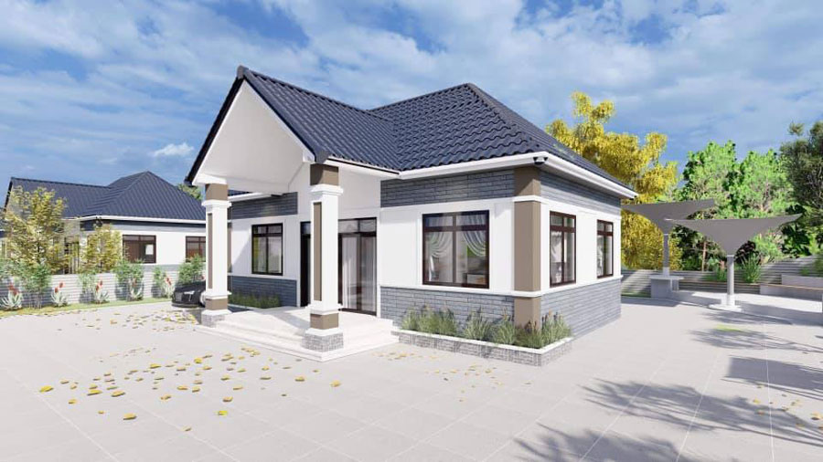 10+ Mẫu biệt thự nhà vườn cấp 4 đẹp được yêu thích nhất 8 Nhà 1 tầng 3 phòng ngủ kiểu Biệt thự