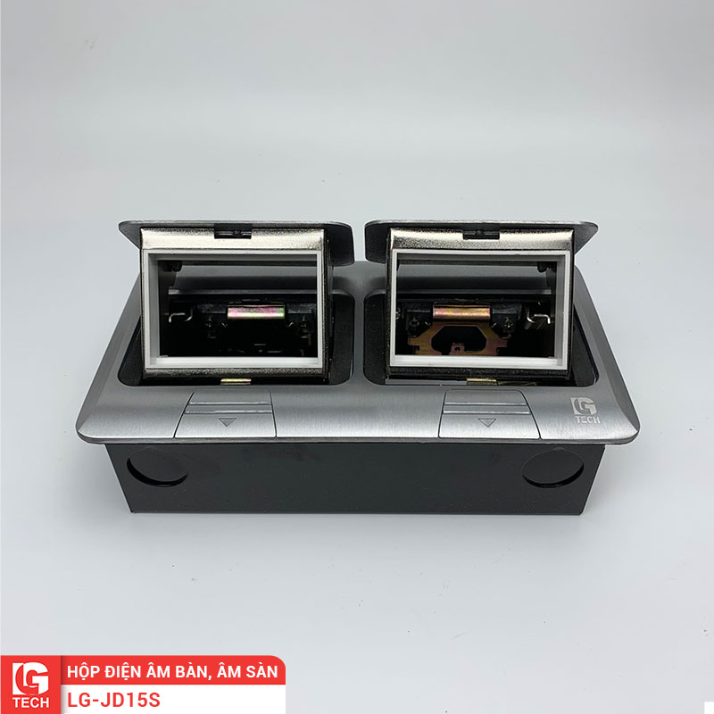 Hộp điện âm bàn đôi kim loại bạc LG-JD15S