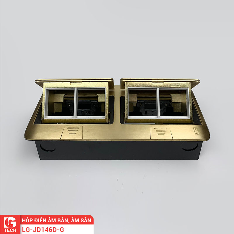 Hộp ổ cắm âm bàn đôi mạ vàng LG-JD146D-G
