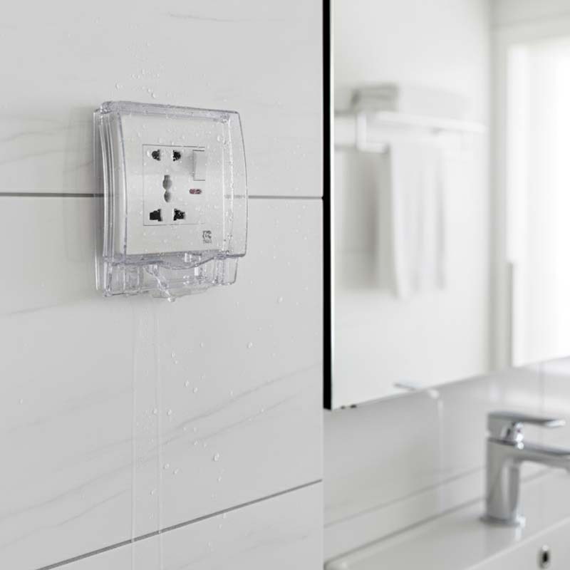 Hộp bảo vệ ổ cắm âm tường LG Tech LG-HM19 được lắp đặt trong phòng tắm