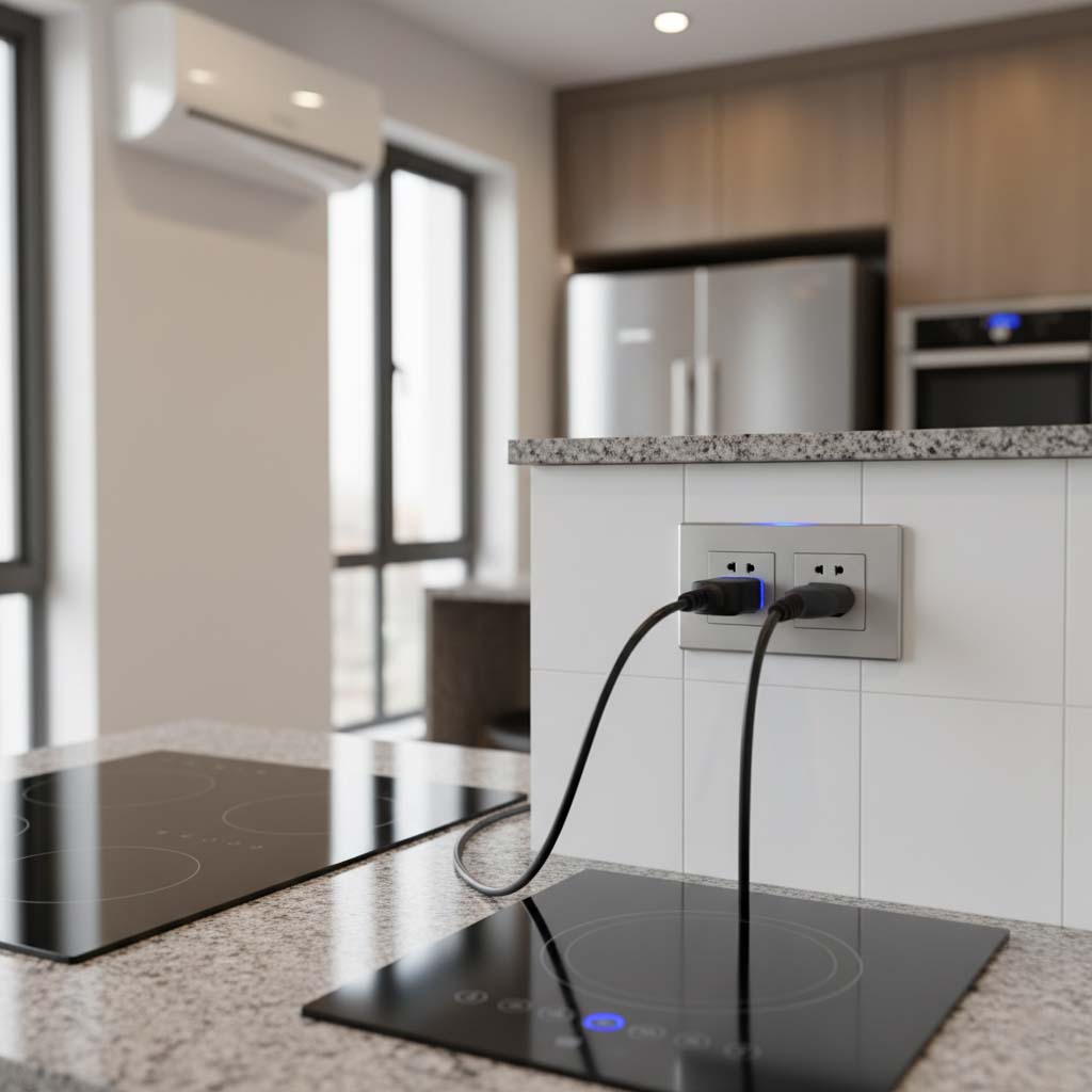 Ổ cắm âm tường được sử dụng trong khu vực bếp